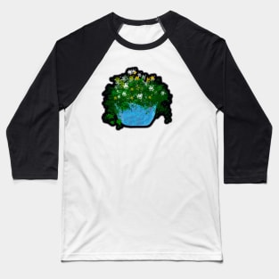 Glittery Blue Vase with Flowers Baseball T-Shirt